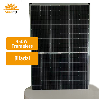 আবাসিক শক্তি স্টোরেজ সিস্টেমের জন্য 450W ফ্রেমহীন মনোক্রিস্টালাইন সোলার প্যানেল বাইফেসিয়াল 10BB