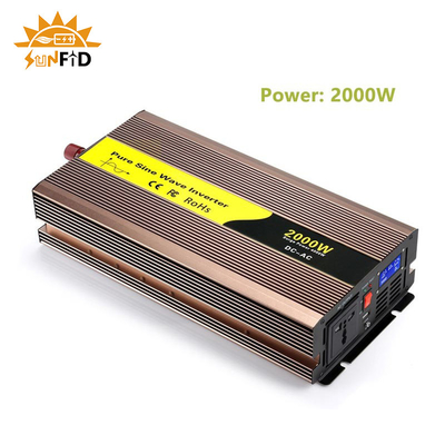 12V ভোল্ট 2000w বিশুদ্ধ সাইন ওয়েভ পাওয়ার ইনভার্টার DC থেকে AC 110V 220V