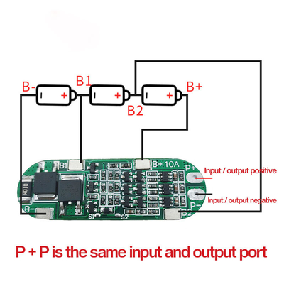 পাইলনটেক 18650 লিথিয়াম ব্যাটারি Bms 3s 12V 10amp 11.1V Lifeo4