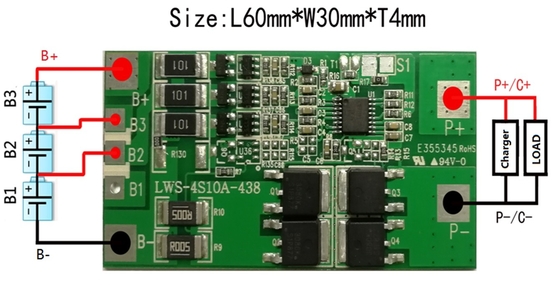 রিচার্জেবল BMS ব্যাটারি লিথিয়াম 3.2v 4s 10a 12.8v সুরক্ষা সার্কিট বোর্ড